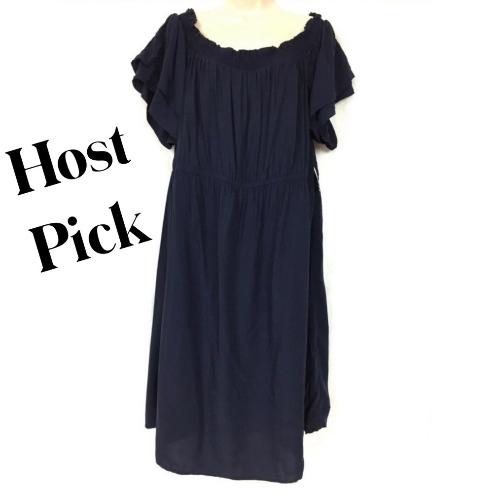NWT Old Navy Maternity Dress XXL Blue Smocked Off